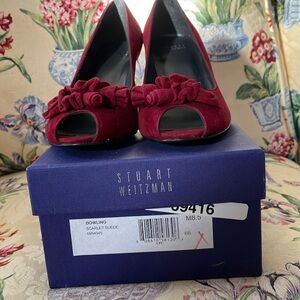 COPY - NWT Stuart Weitzman burgundy peep toe pumps